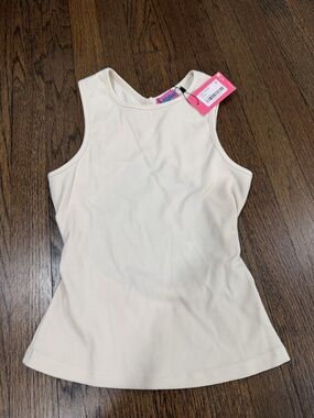 Edikted Cream Ribbed Racerback Tank Top
